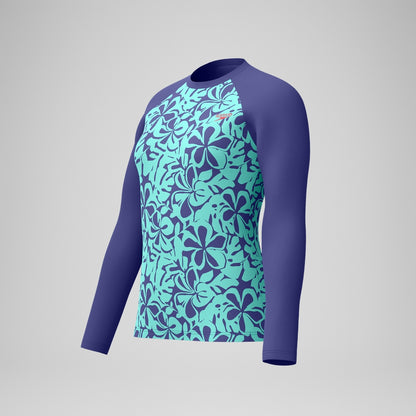 Speedo Printed Long Sleeve Rash Top Blue/Green