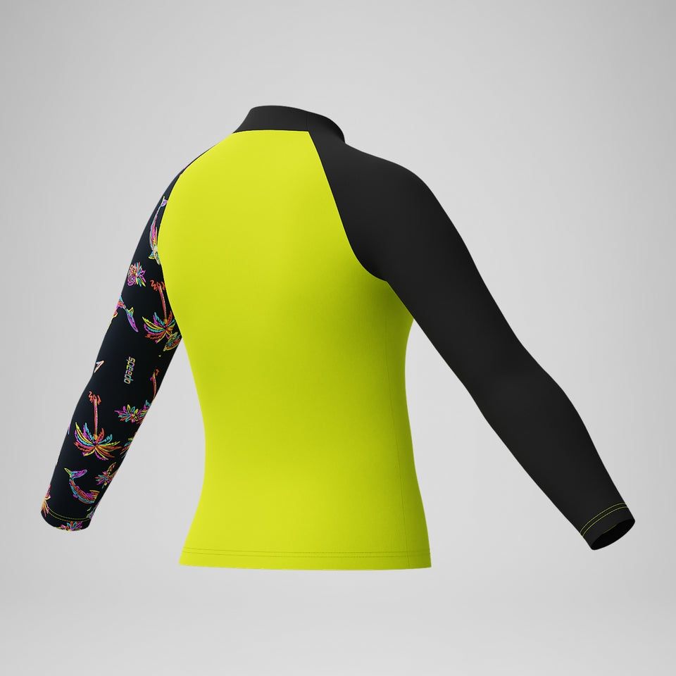 Speedo Boys' Printed Long Sleeve Rash Top Yellow