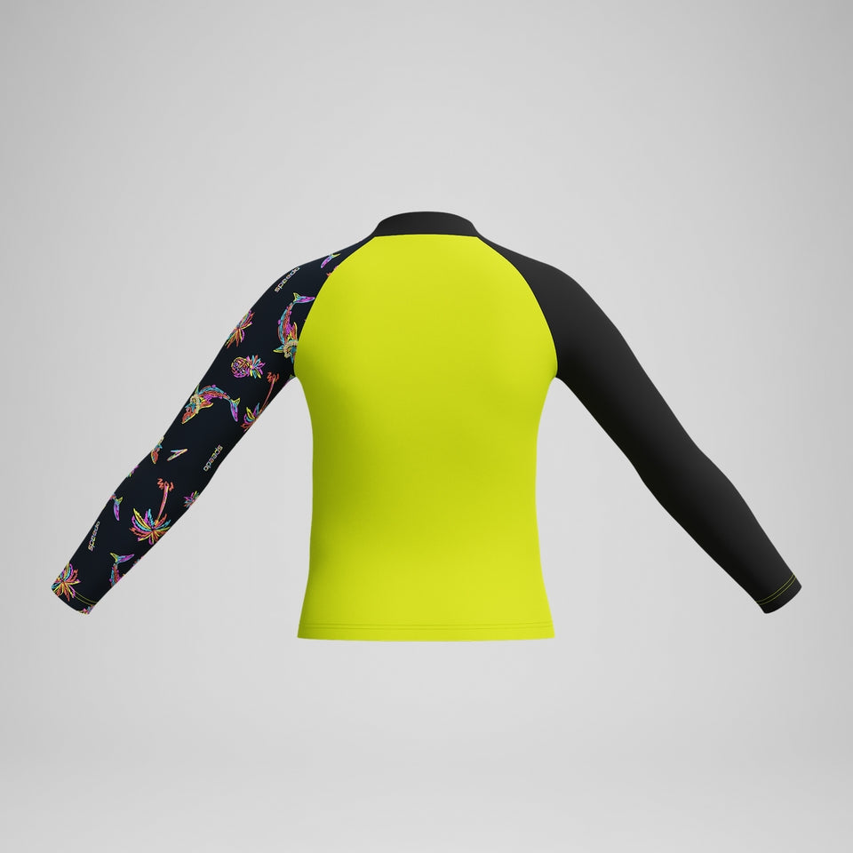 Speedo Boys' Printed Long Sleeve Rash Top Yellow