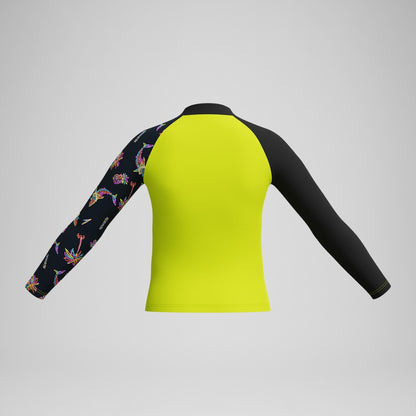Speedo Boys' Printed Long Sleeve Rash Top Yellow