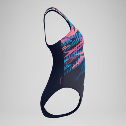 Speedo Digital Printed Medalist Swimsuit Blue/Pink