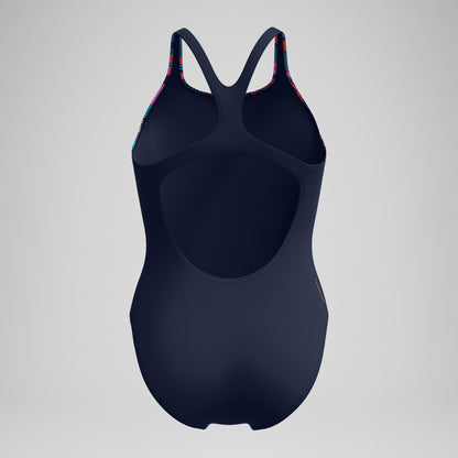 Speedo Digital Printed Medalist Swimsuit Blue/Pink