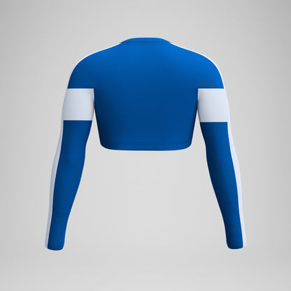 Speedo Jetstream Colourblock Long Sleeve Crop Rash Top Blue/White
