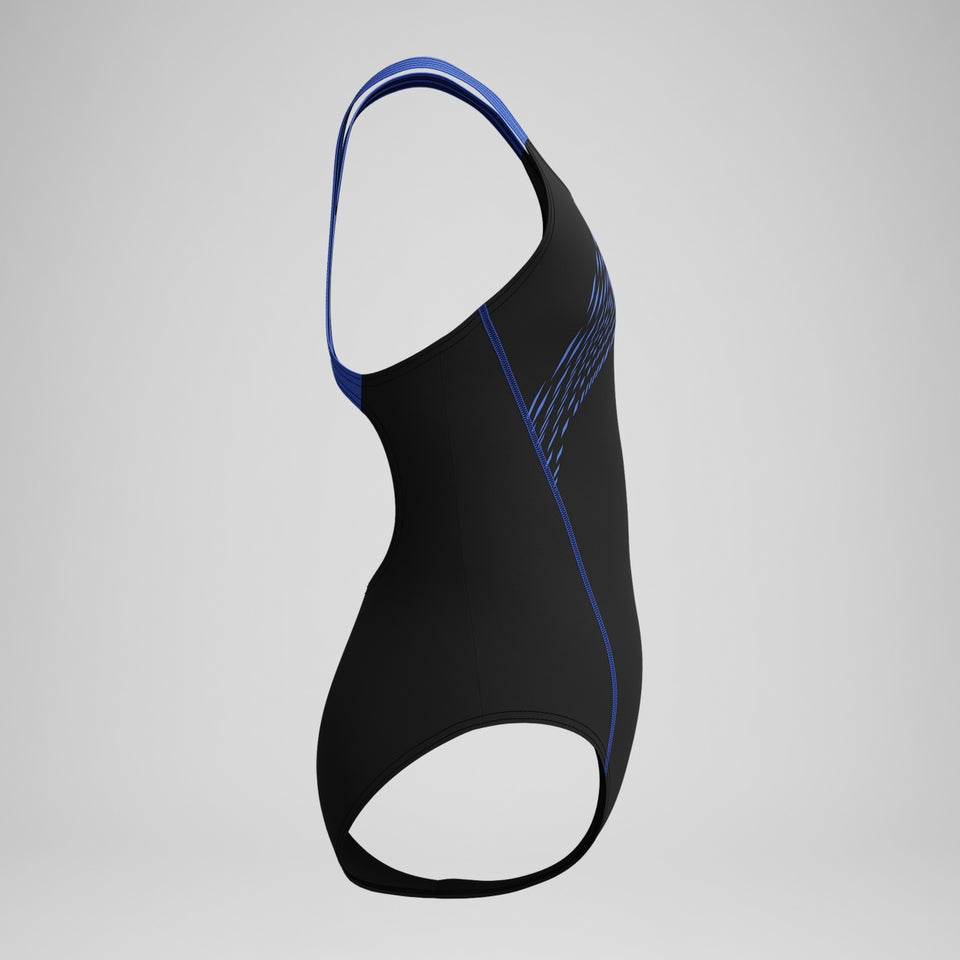 Speedo Girls' Medley Logo Swimsuit Black/Blue