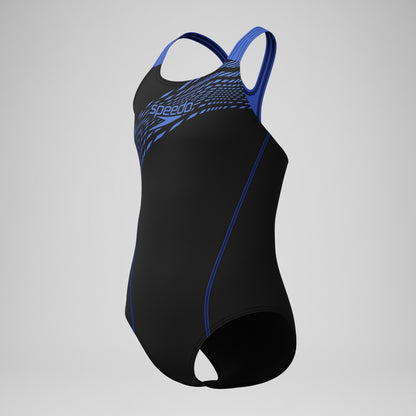 Speedo Girls' Medley Logo Swimsuit Black/Blue