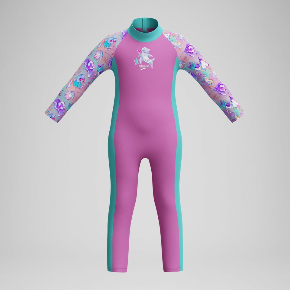 Speedo Infant Girls' Learn to Swim All-in-one Sun Suit Pink