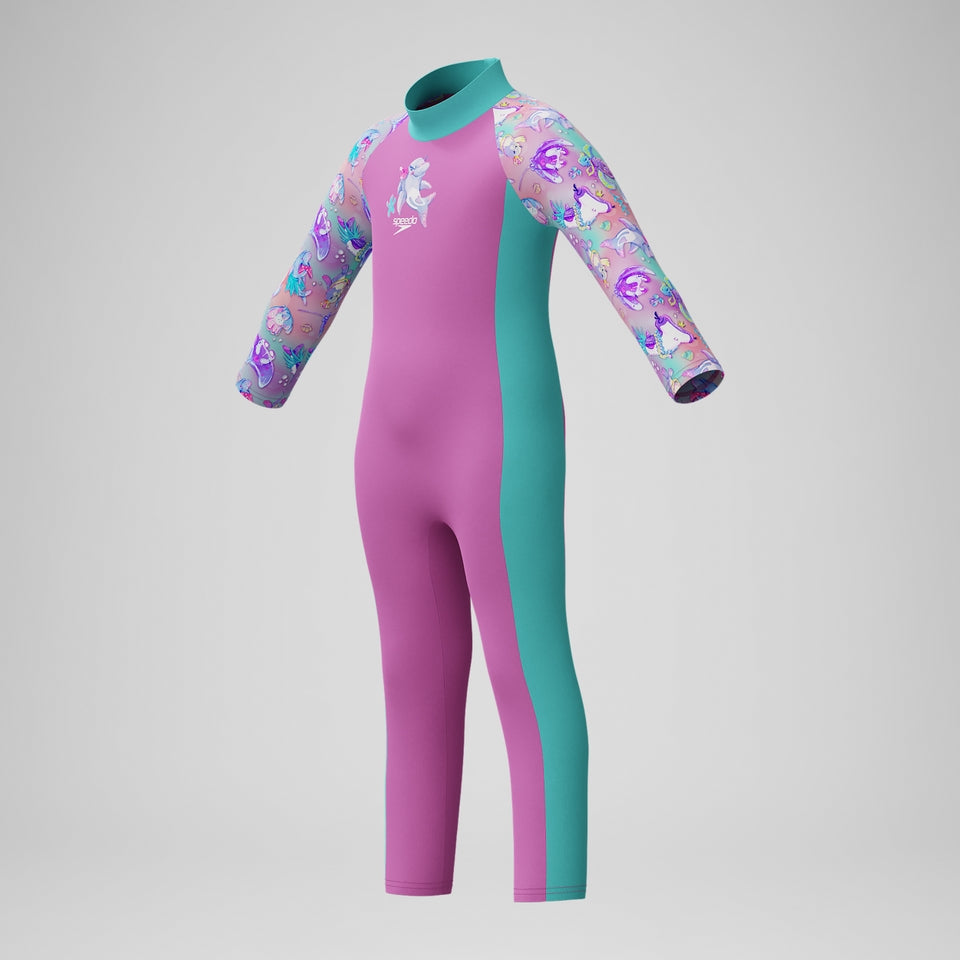Speedo Infant Girls' Learn to Swim All-in-one Sun Suit Pink
