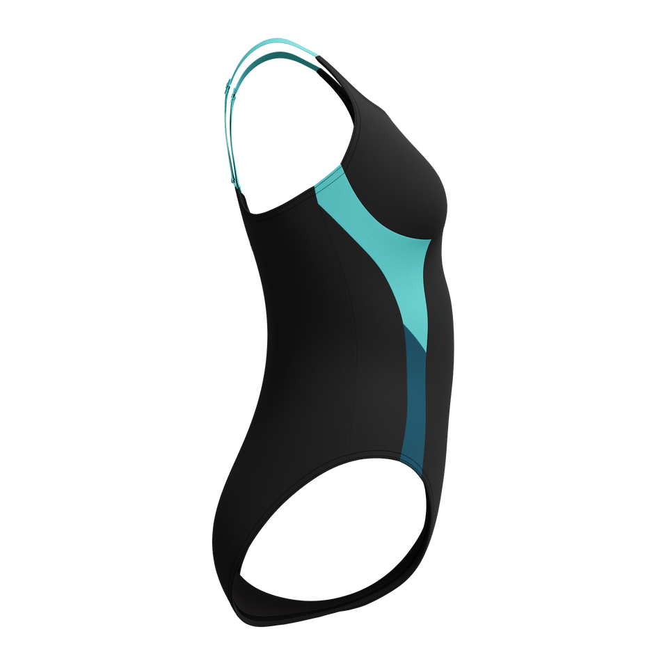 Speedo Shaping Solid Splice Swimsuit Black/Turquoise