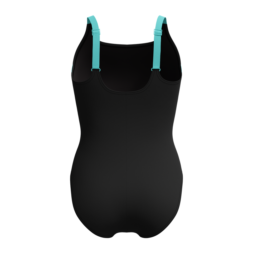 Speedo Shaping Solid Splice Swimsuit Black/Turquoise