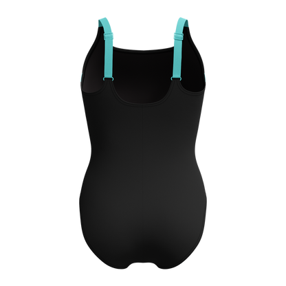 Speedo Shaping Solid Splice Swimsuit Black/Turquoise