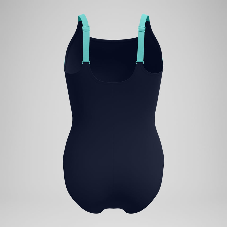 Speedo Shaping Solid Splice Swimsuit Navy/Green