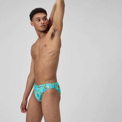 Speedo Club Training 5cm Printed Brief Turquoise