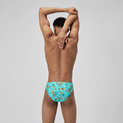 Speedo Club Training 5cm Printed Brief Turquoise