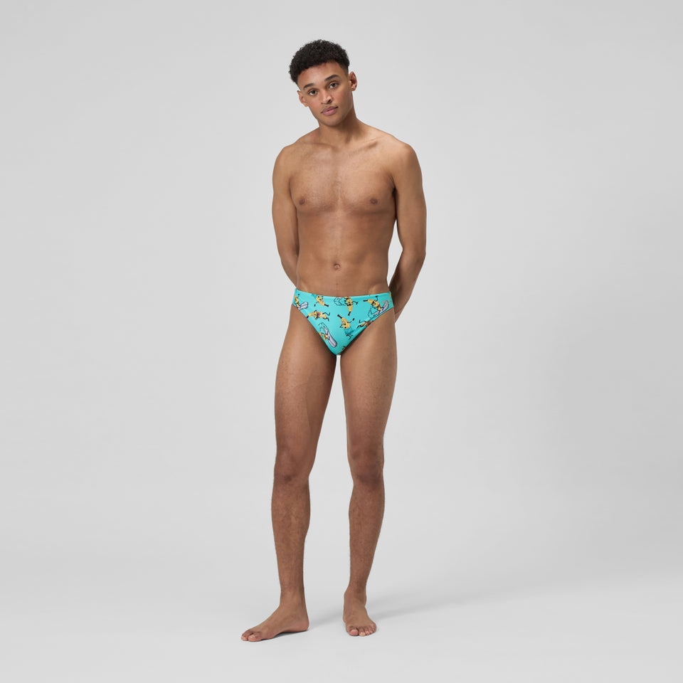 Speedo Club Training 5cm Printed Brief Turquoise