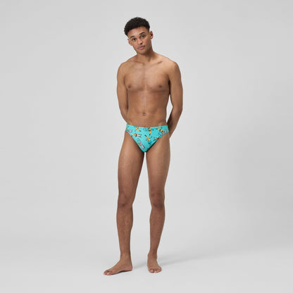 Speedo Club Training 5cm Printed Brief Turquoise