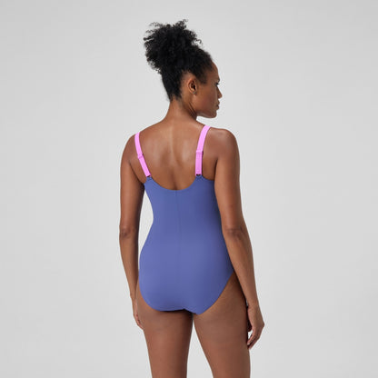 Speedo Shaping Solid Splice Swimsuit Purple/Pink