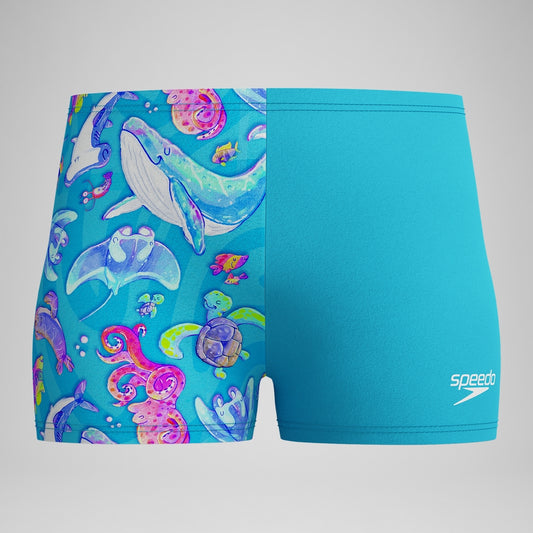 Speedo Boys' Learn to Swim Digital Printed Aquashort Blue