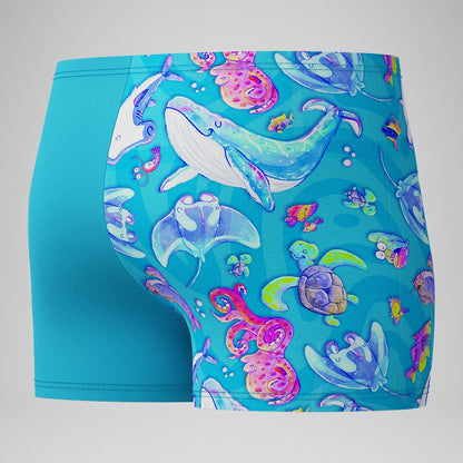 Speedo Boys' Learn to Swim Digital Printed Aquashort Blue