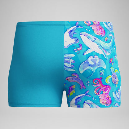 Speedo Boys' Learn to Swim Digital Printed Aquashort Blue