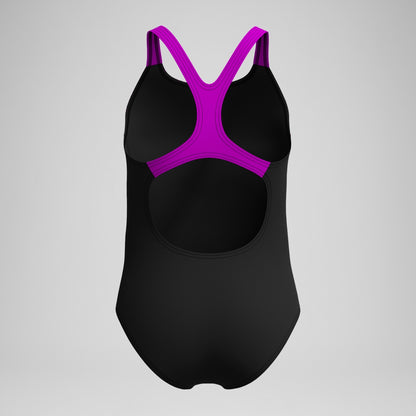 Speedo Girls' Medley Logo Swimsuit Black/Pink