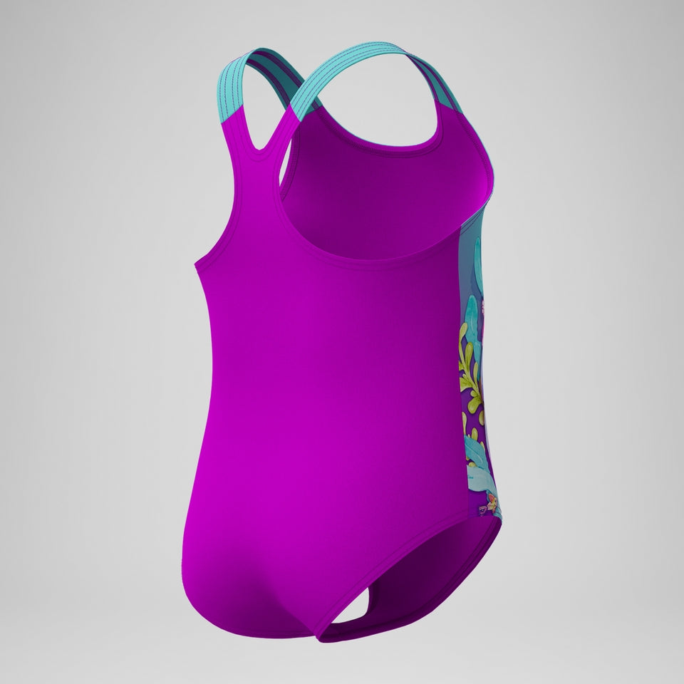 Speedo Girls' Digital Printed Swimsuit Purple/Turquoise