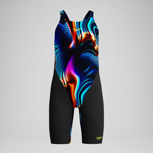 Speedo Girls' Fastskin Endurance+ Max Openback Kneeskin Black/Blue
