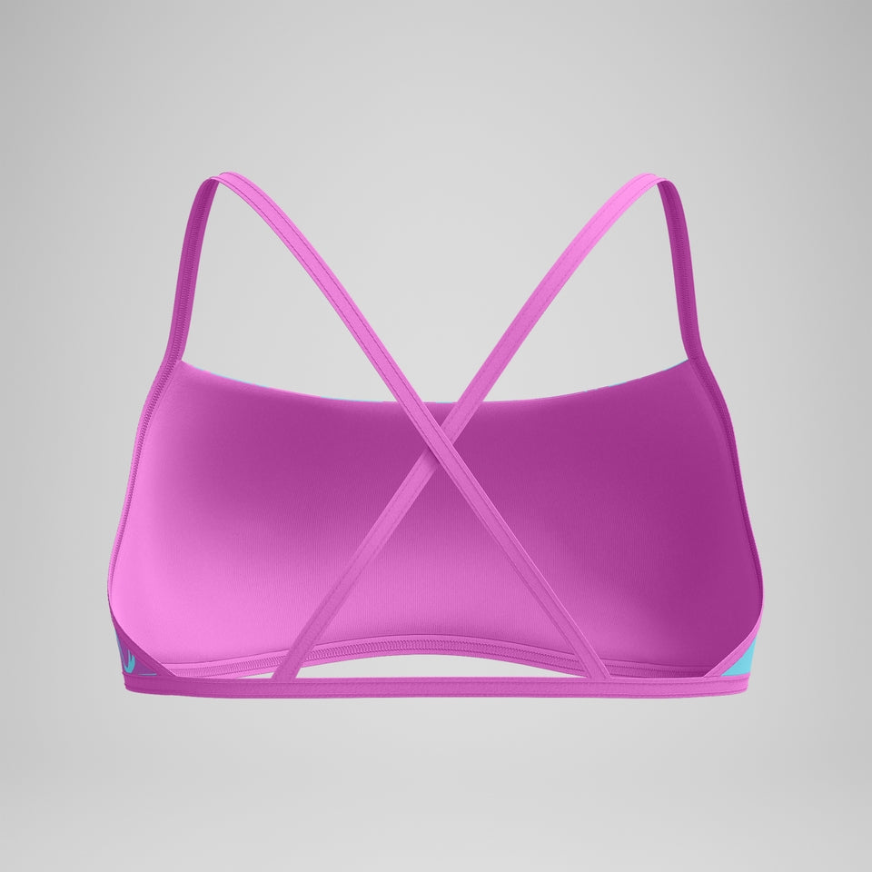 Speedo Club Training Printed Cross Back Bikini Top Pink/Green