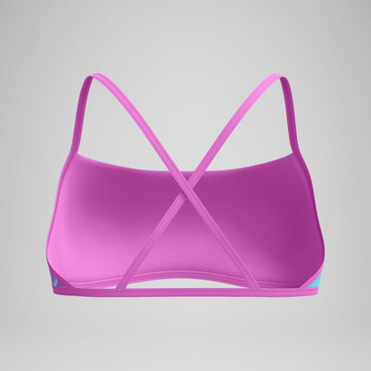 Speedo Club Training Printed Cross Back Bikini Top Pink/Green