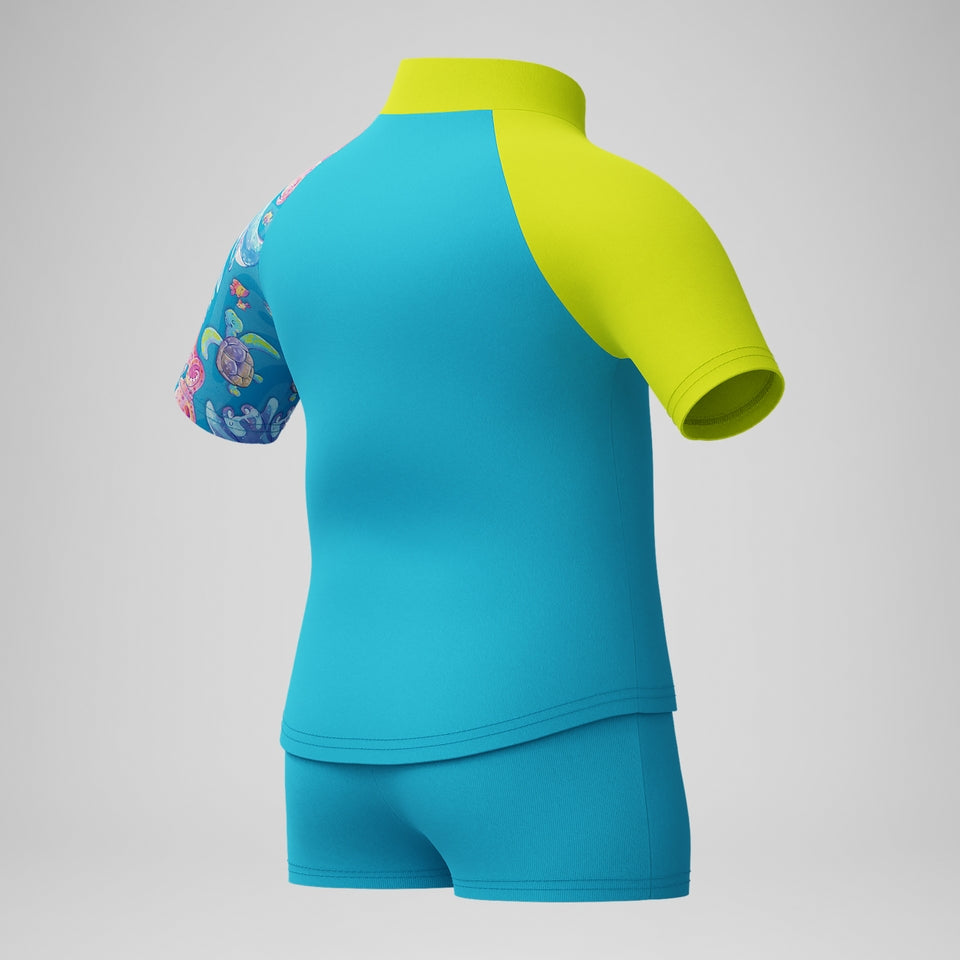 Speedo Boys' Learn to Swim Digital Short Sleeve Rash Top Set Blue/Yellow