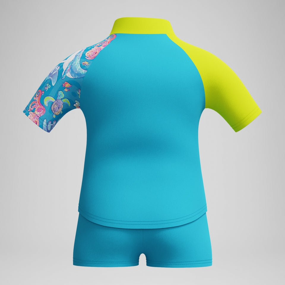 Speedo Boys' Learn to Swim Digital Short Sleeve Rash Top Set Blue/Yellow