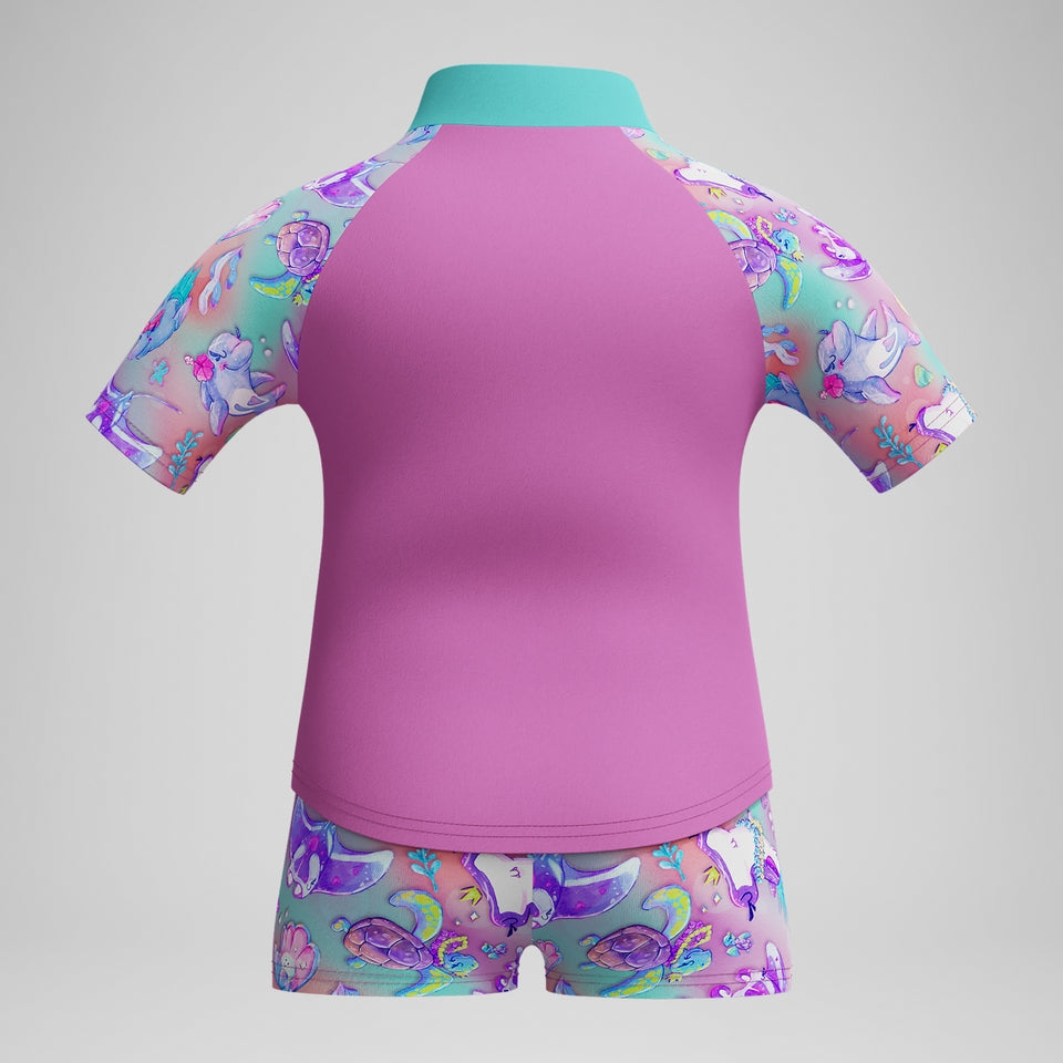 Speedo Girls' Digital Short Sleeve Rash Top Set Pink