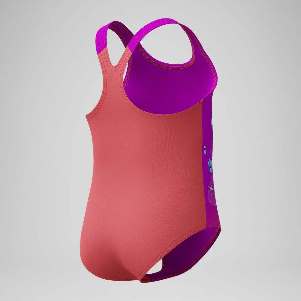 Speedo Girls' Digital Printed Swimsuit Pink/Coral