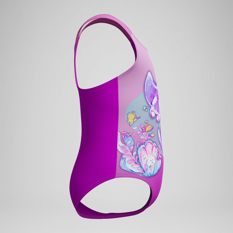 Speedo Girls' Digital Printed Swimsuit Pink