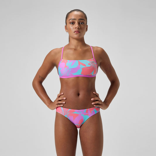 Speedo Club Training Printed Bikini Bottom Pink/Green