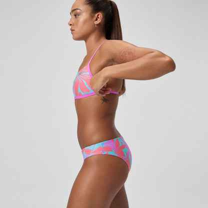 Speedo Club Training Printed Bikini Bottom Pink/Green