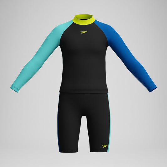 Speedo Boys' Learn to Swim Colourblock Top & Jammer Set Black