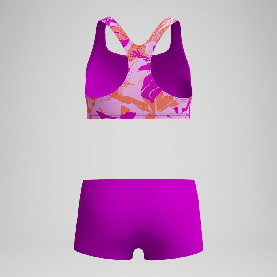 Speedo Girls' Printed Boyleg Bikini Pink