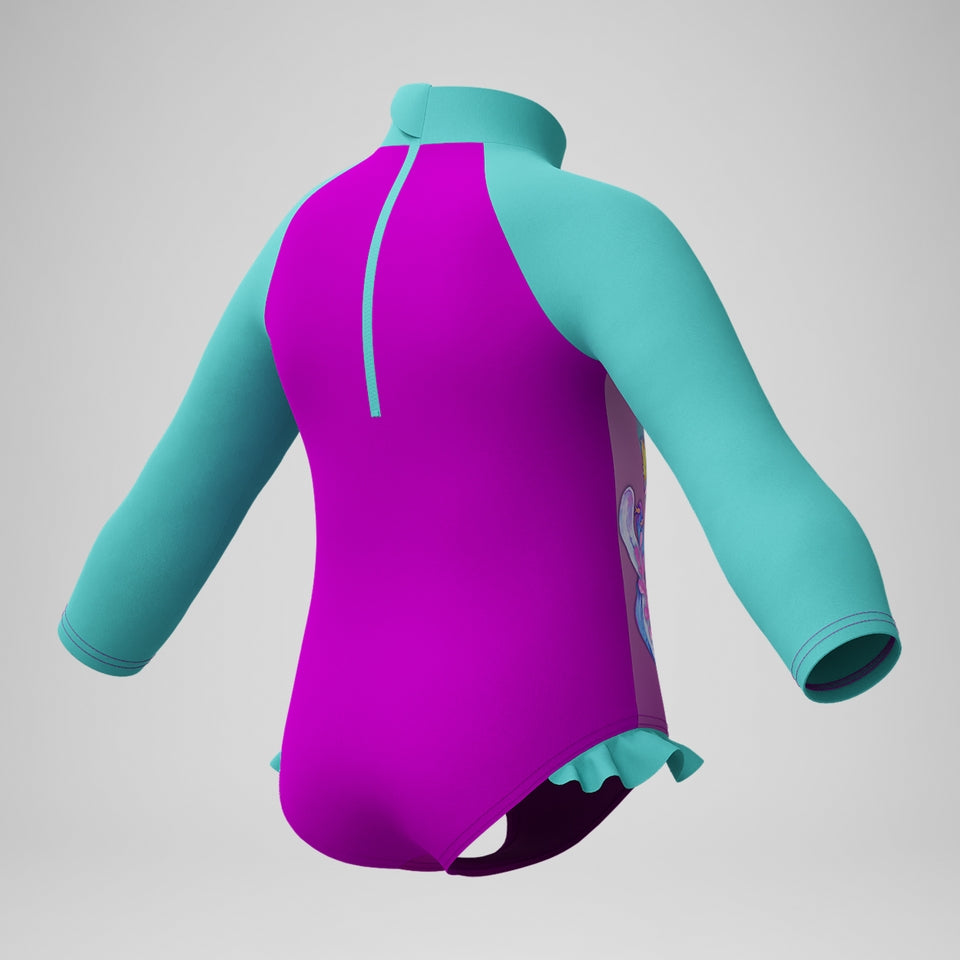 Speedo Girls' Digital Long Sleeve Swimsuit Pink/Green