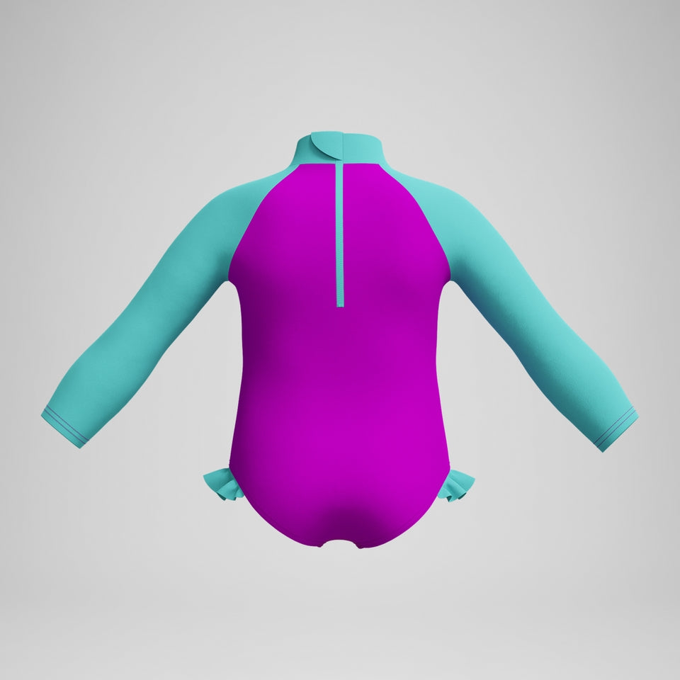 Speedo Girls' Digital Long Sleeve Swimsuit Pink/Green