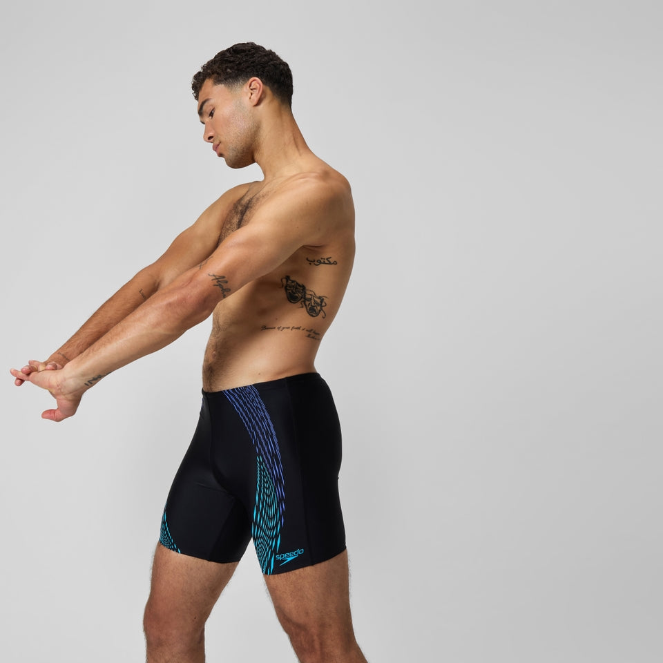 Speedo Duo Logo Print Mid Jammer Black/Blue