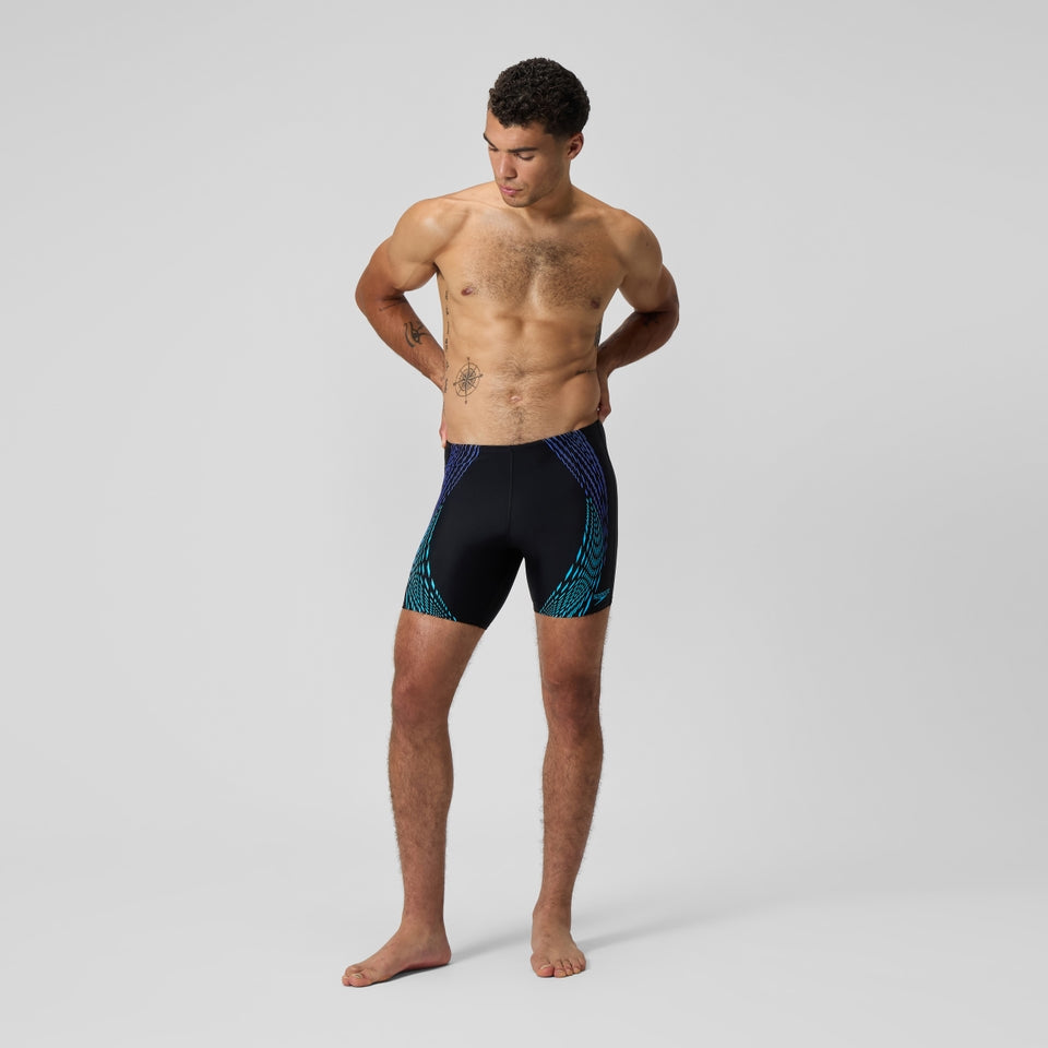 Speedo Duo Logo Print Mid Jammer Black/Blue