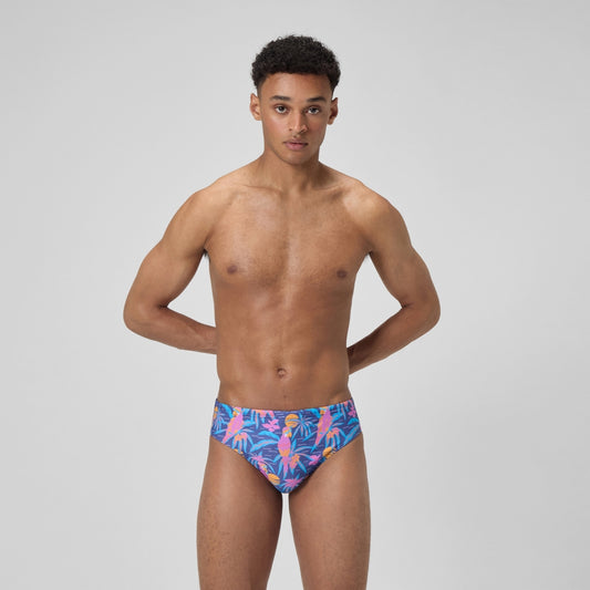 Speedo Club Training 8cm Printed Brief Navy/Pink