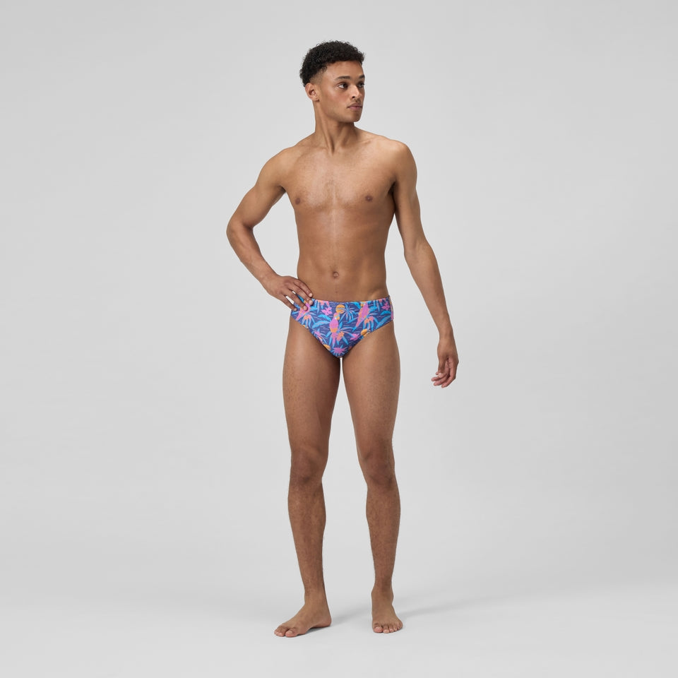 Speedo Club Training 8cm Printed Brief Navy/Pink