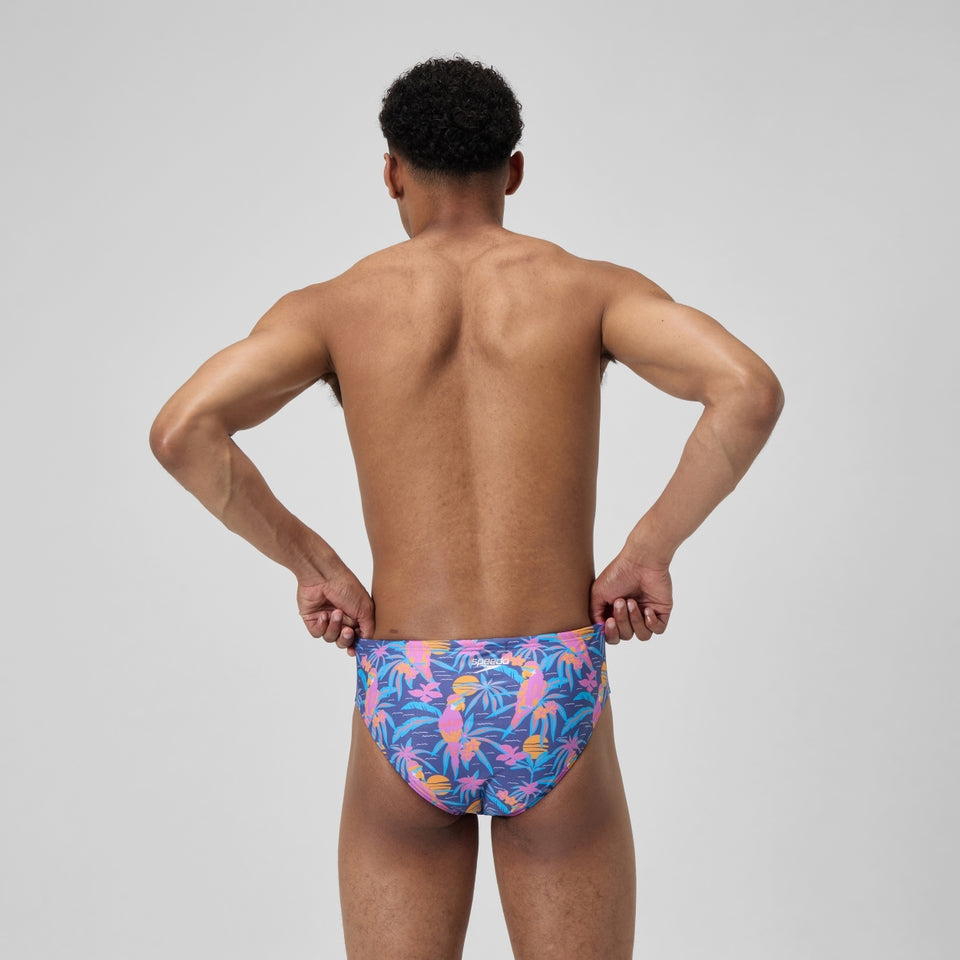 Speedo Club Training 8cm Printed Brief Navy/Pink