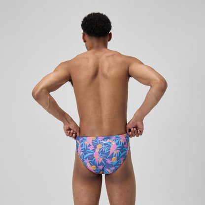 Speedo Club Training 8cm Printed Brief Navy/Pink