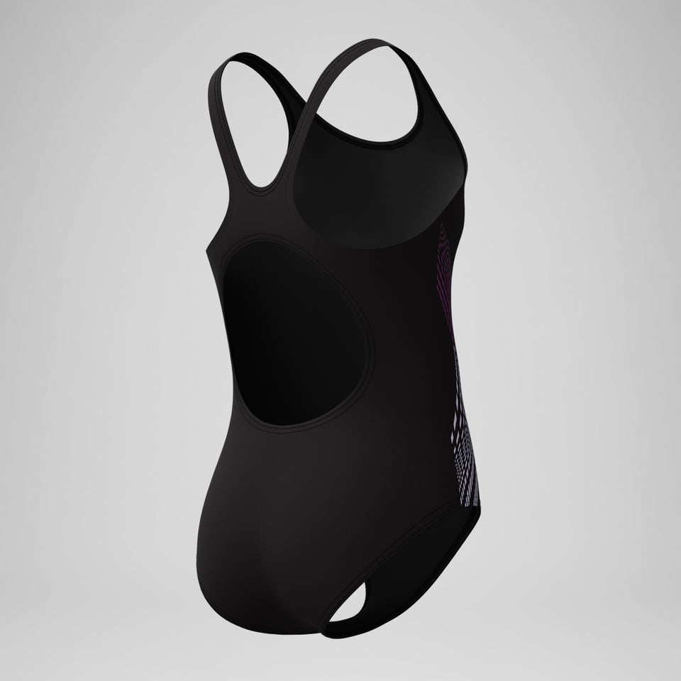 Speedo Girls' Placement Muscleback Swimsuit Black/Pink