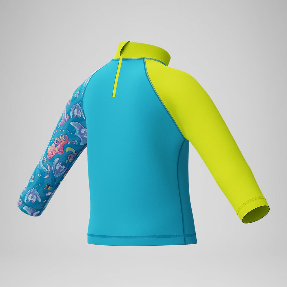 Speedo Boys' Learn to Swim Printed Long Sleeve Rash Top Blue/Yellow