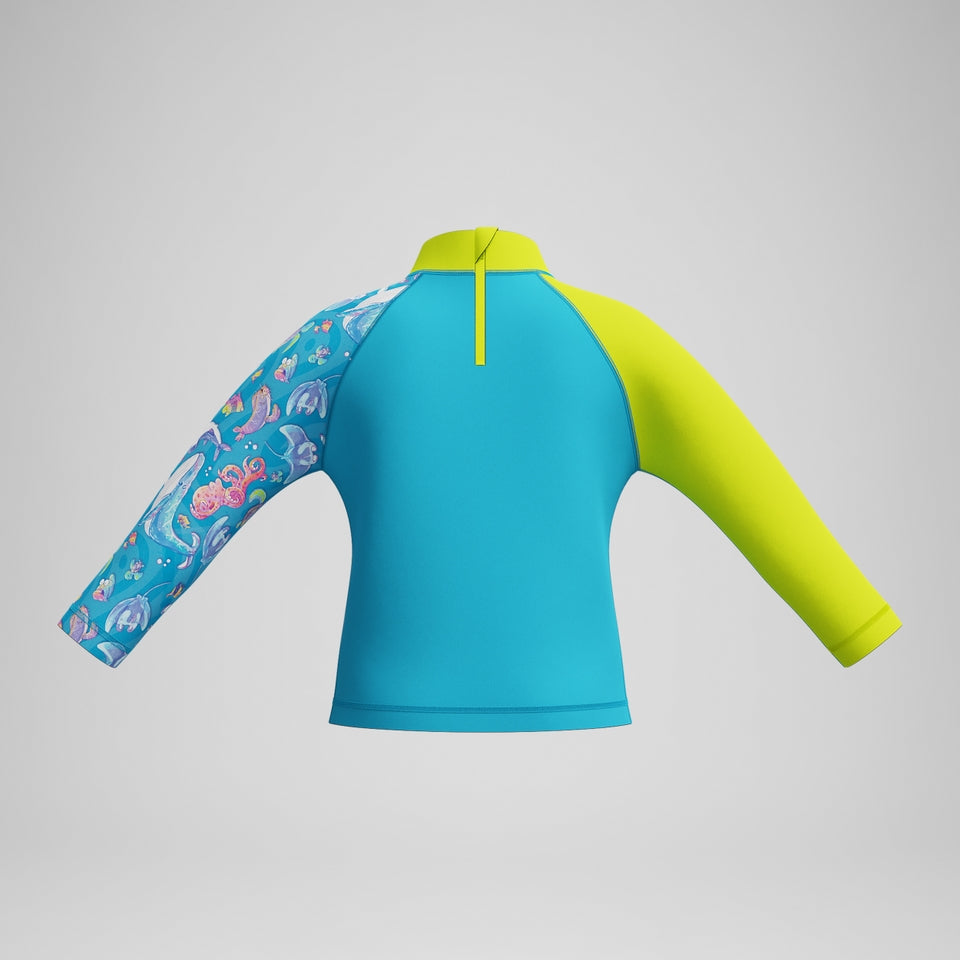 Speedo Boys' Learn to Swim Printed Long Sleeve Rash Top Blue/Yellow