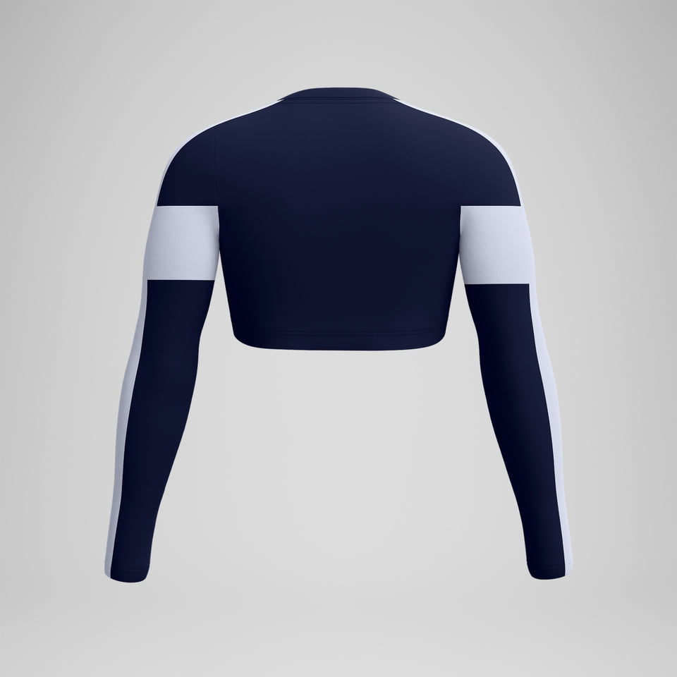 Speedo Jetstream Colourblock Long Sleeve Crop Rash Top Navy/White