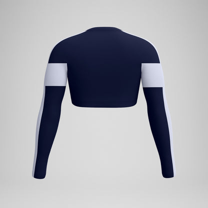 Speedo Jetstream Colourblock Long Sleeve Crop Rash Top Navy/White
